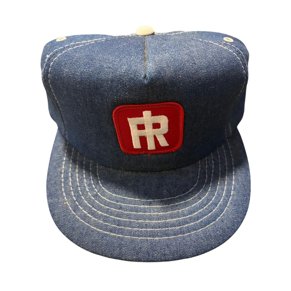 Vintage Ingersoll Rand Patch Blue Denim Mesh Snapback Trucker Hat-NOS